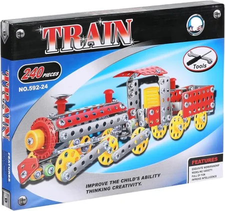 لعبة بناء قطار بقطع معدنية مكونة من 240 قطعة