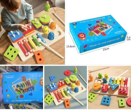 أعمدة خشبية ثلاثية في واحد تعليمية three in one column set