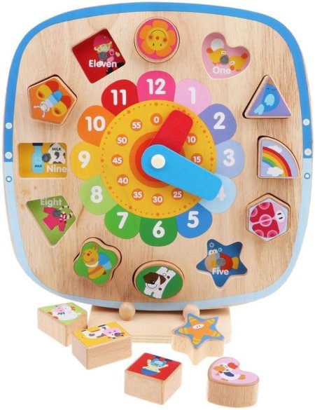 ساعة خشبية تعليمية "wooden clock block "