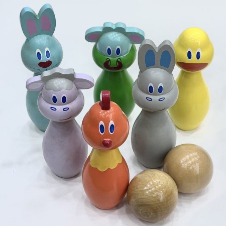 مجموعة بولينج الخشبية بتصميم حيوانات Bowling