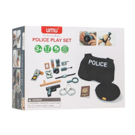 مجموعة لعبة الشرطة الخشبية Police play set