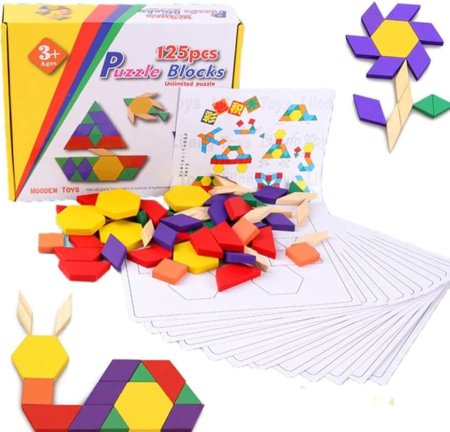 بازل المكعبات الخشبية Puzzle blocks 125 pcs