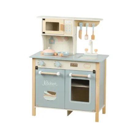 مجموعة مطبخ لعب خشبية للأطفال الصغار مع إكسسوارات للطهي