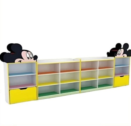 خزانة تخزين خشبية للأطفال بتصميم شخصية ميكي