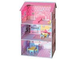 بيت دمى خشبي كبير مكون من 3 طوابق،