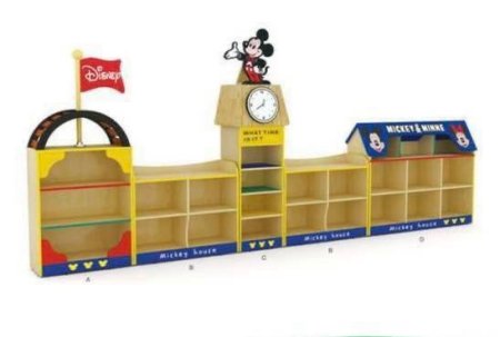 خزانة أرفف خشبية للأطفال بتصميم "ميكي ماوس"